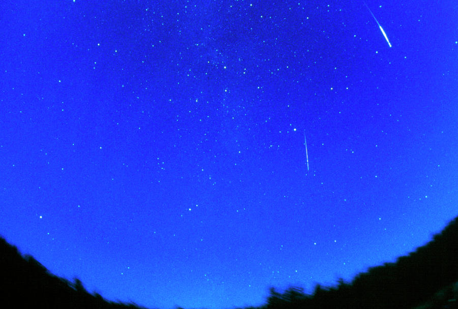 Astronomy Photograph - Perseid Meteor Tracks by Pekka Parviainen/science Photo Library