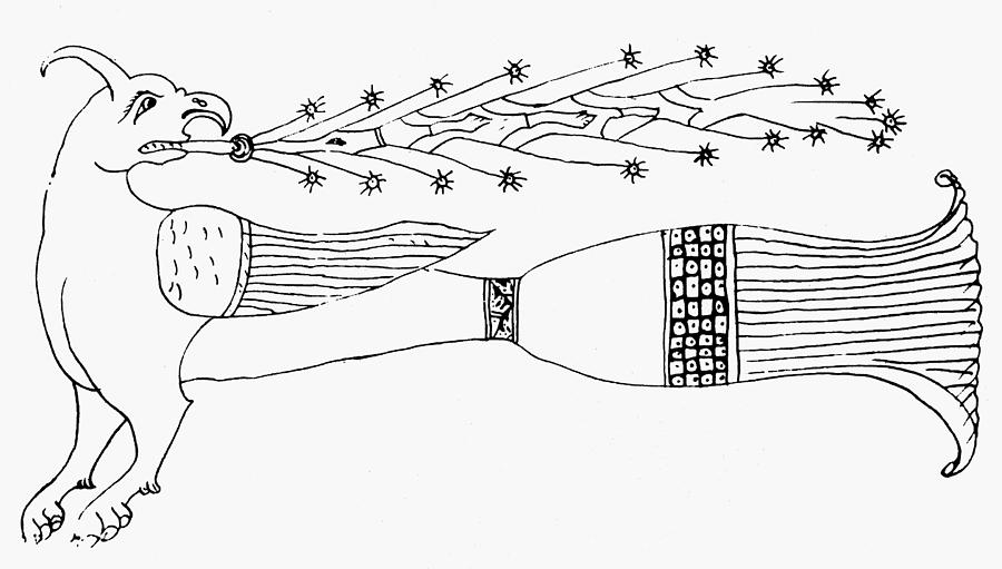 13th Century Drawing - Persia Firebird by Granger
