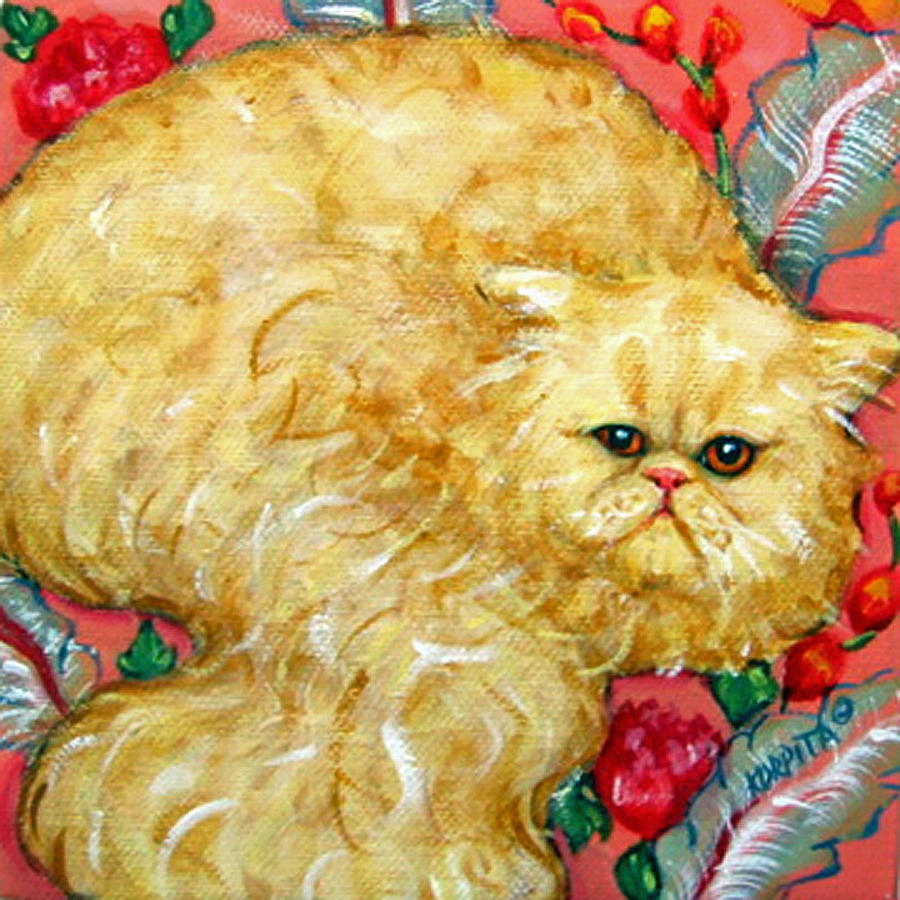 Persian Cat on a Cushion Painting by Rebecca Korpita