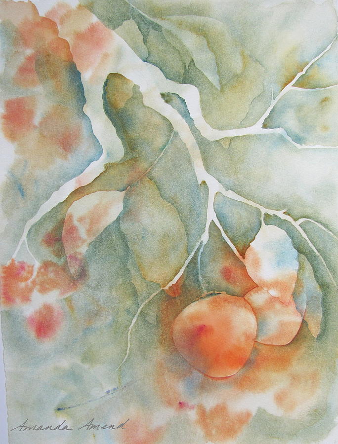 Persimmons and fog Painting by Amanda Amend