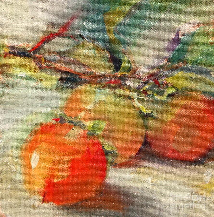 Persimmons Painting by Michelle Abrams
