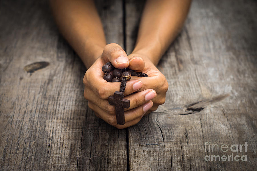 Vintage Photograph - Person Praying by Aged Pixel