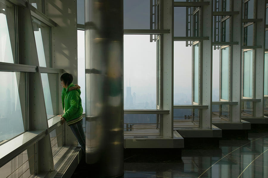 Architecture Photograph - Person Viewing A City From Observation by Panoramic Images