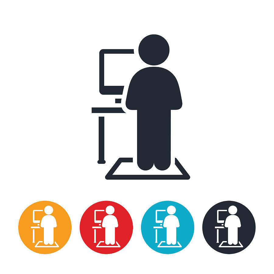 Person working at a Standing Desk Icon Drawing by Appleuzr