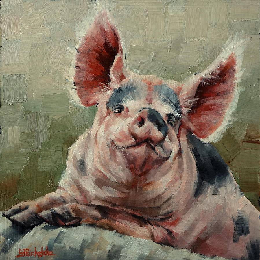 Personality Pig Painting by Margaret Stockdale
