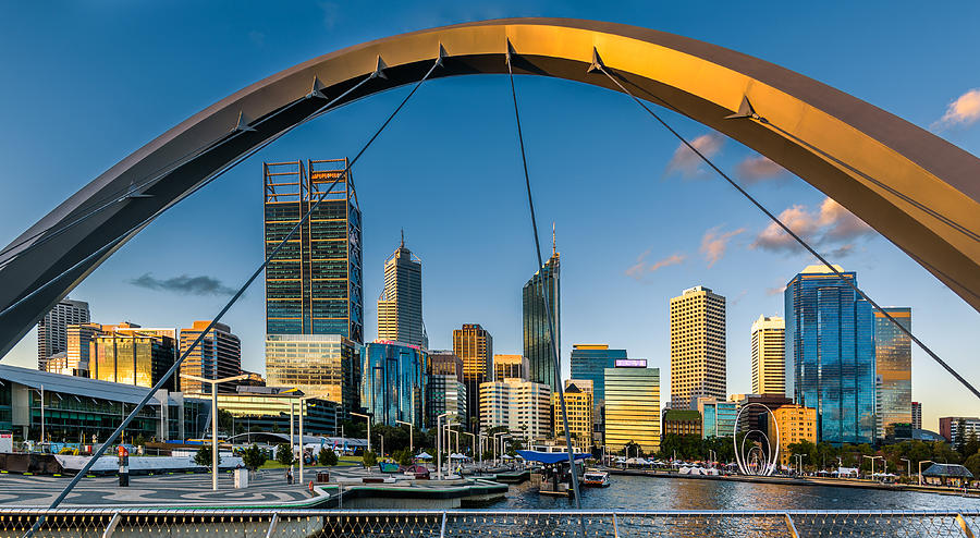 Perth Skyline from Cable-stayed pedestrian bridge Photograph by Posnov