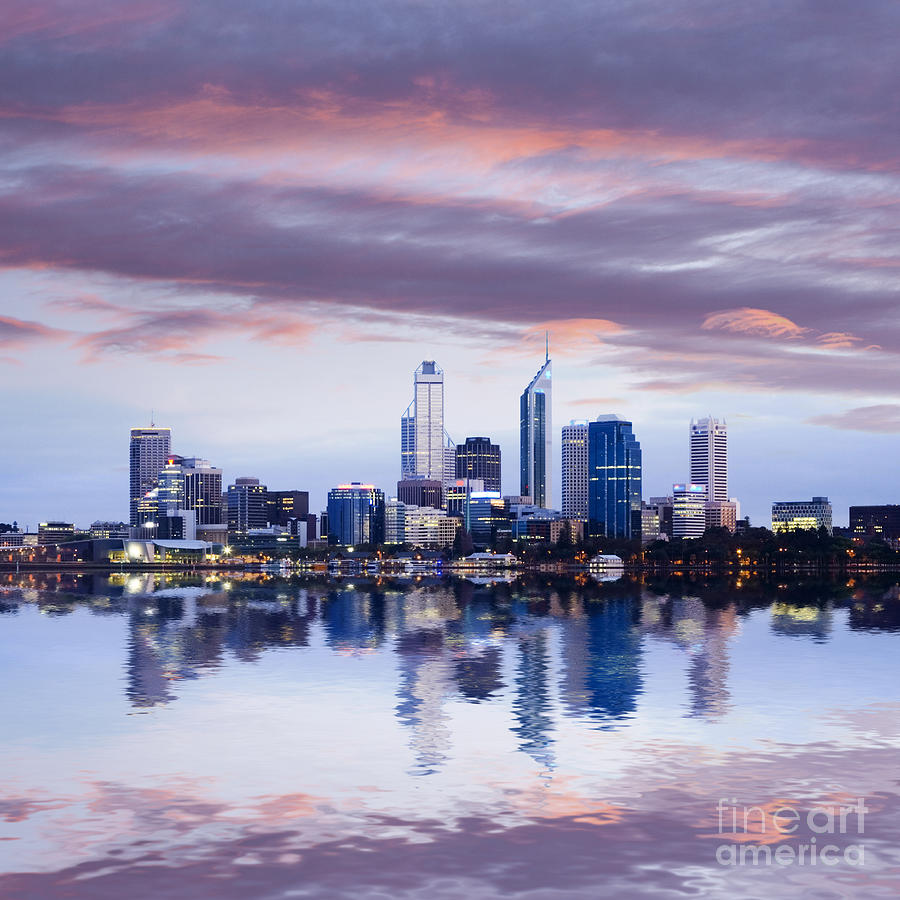 Perth Skyline Reflected in the Swan River Photograph by Colin and Linda McKie