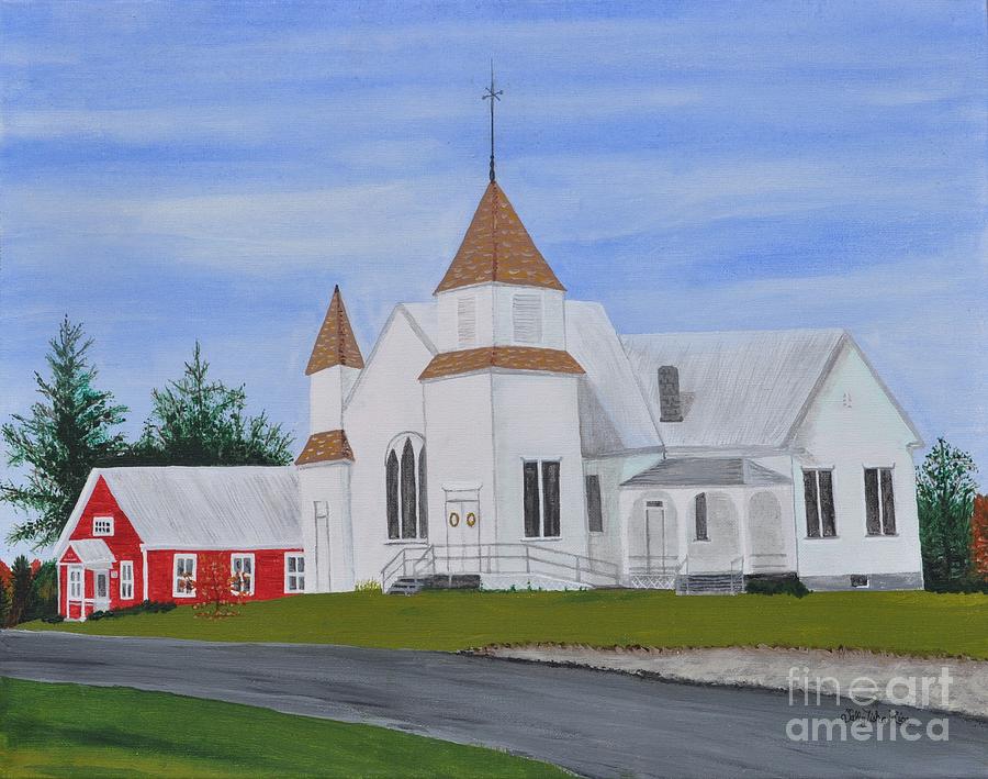 Fall Painting - Peru Congregational Church by Sally Tiska Rice Fall Painting - Peru Congregational Church by Sally Tiska Rice