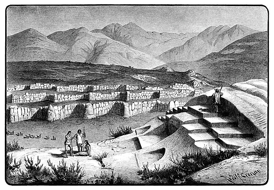 Peru Inca Fortress, 1892 Drawing by Granger Fine Art America