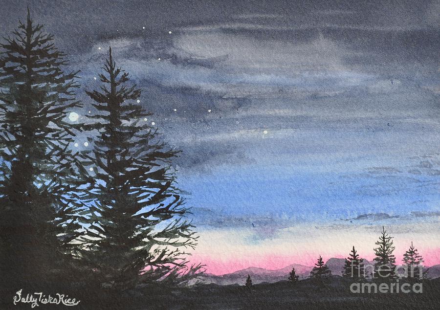 Tree Painting - Peru Massachusetts Sun Set by Sally Tiska Rice