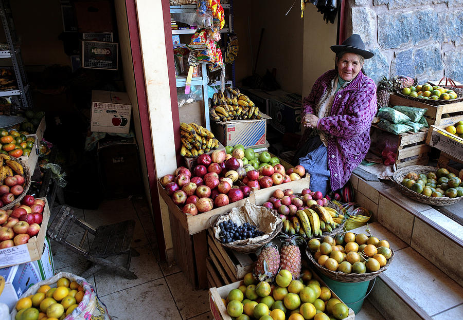 Peruvian Fruit Vendor Photograph by Wendell Thompson