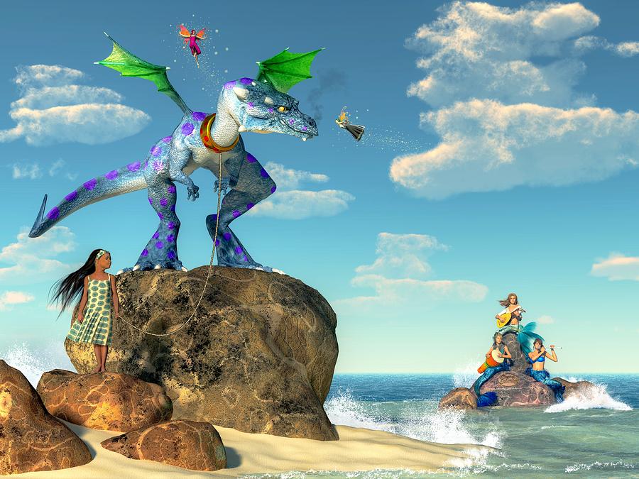 Fantasy Digital Art - Pet Dragon by Daniel Eskridge