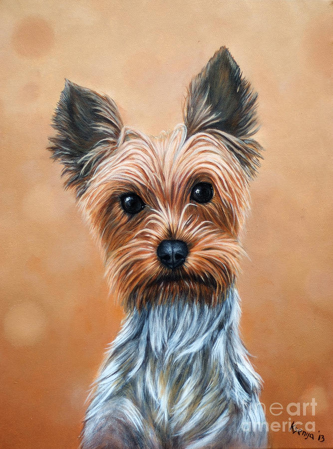 Pet Painting - Pet Portrait 14 x 18 inch oil on canvas Yorkshire Terrier by Ksenija Mijokovic