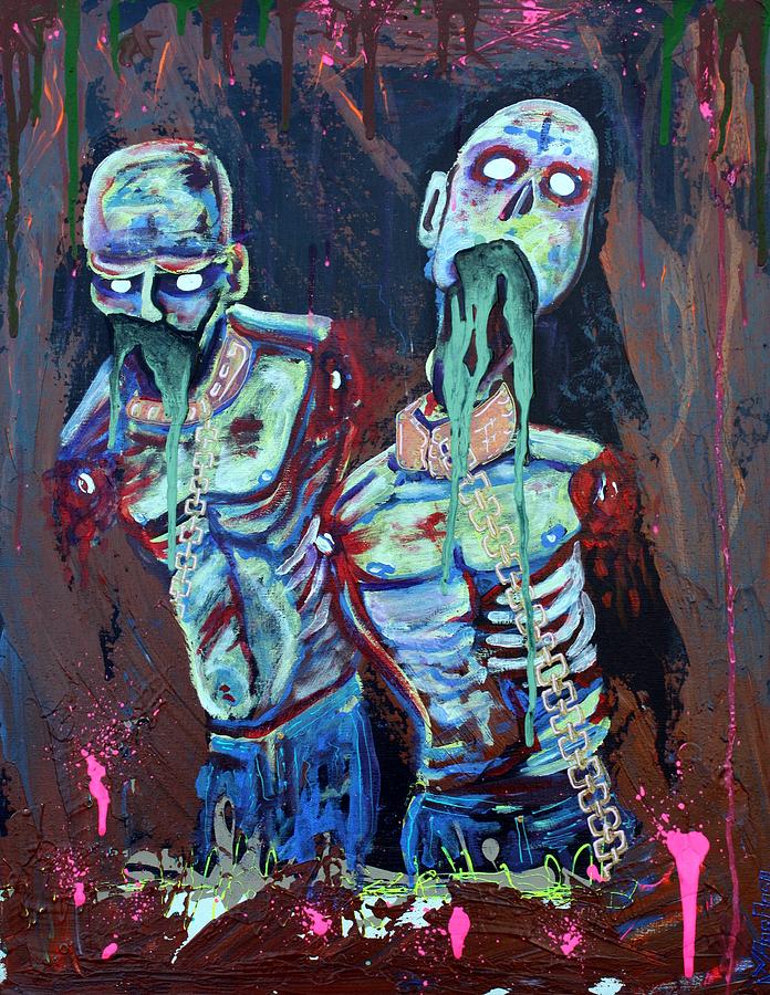 Zombie Painting - Pet Walkers by Laura Barbosa