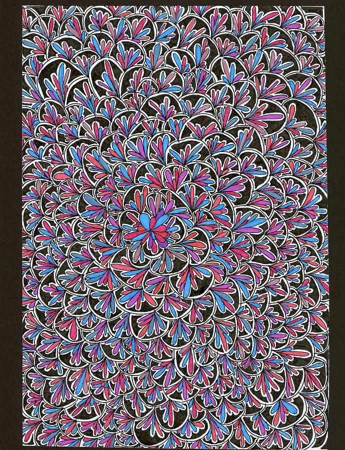 Abstract Drawing - Petals with Colors by Yvette Pichette