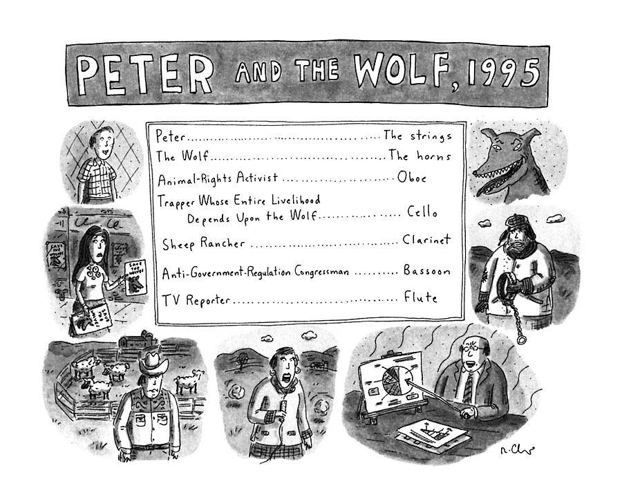 Peter And The Wolf Drawing by Roz Chast Peter And The Wolf Drawing by Roz Chast