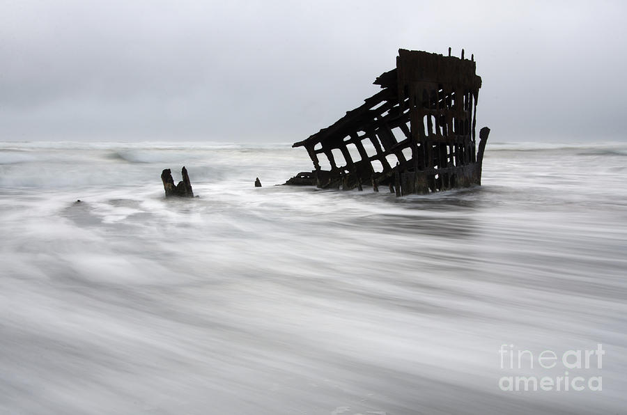 Black And White Photograph - Peter Iredale Shipwreck Oregon 2 by Bob Christopher