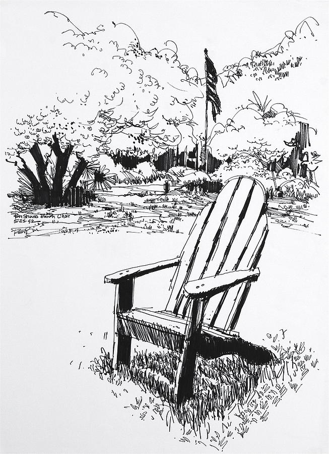 Santa Monica Mtns. Peter Strauss Ranch Chair  Drawing by Robert Birkenes