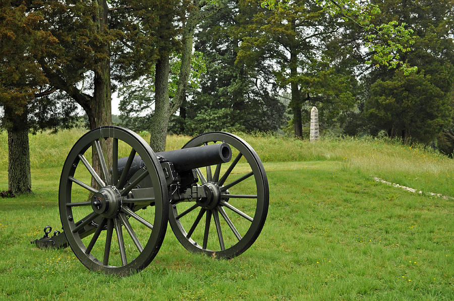 Petersburg National Battlefield Cannon and Monument Photograph by Bruce Gourley