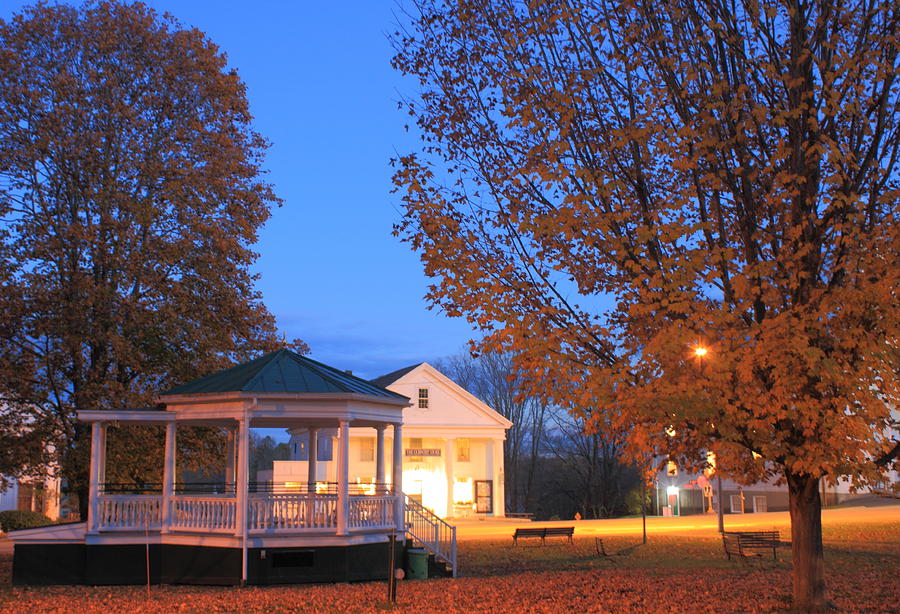 Fall Photograph - Petersham Common and Country Store Autumn Evening by John Burk