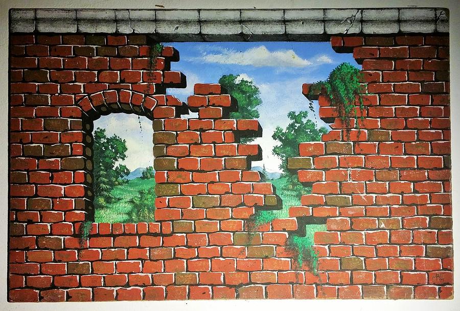 Falling Brick Wall Painting by Matt Mercer
