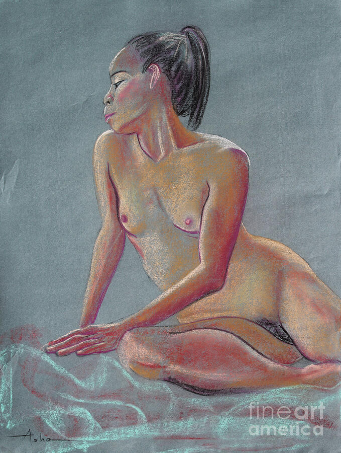 Petite Woman with a Ponytail Pastel by Asha Carolyn Young