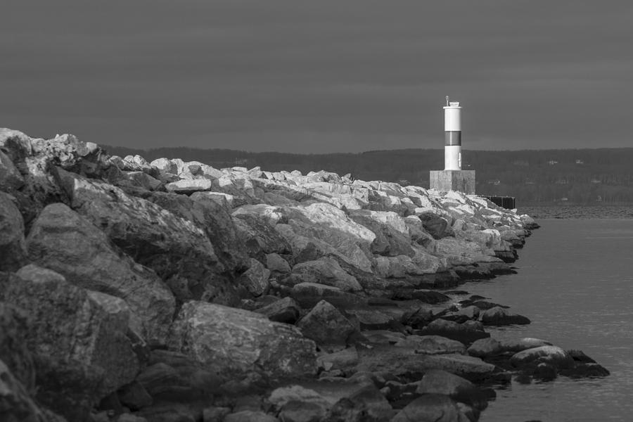 Black And White Photograph - Petoskey Michigan Lighthouse by John McGraw