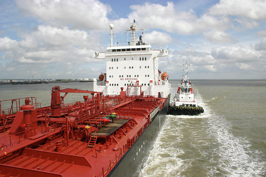 Petrochemical Tanker And Tug Photograph by Graeme Ewens/science Photo Library