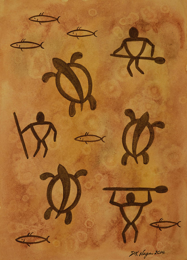 Petroglyph Wall Painting by DK Nagano