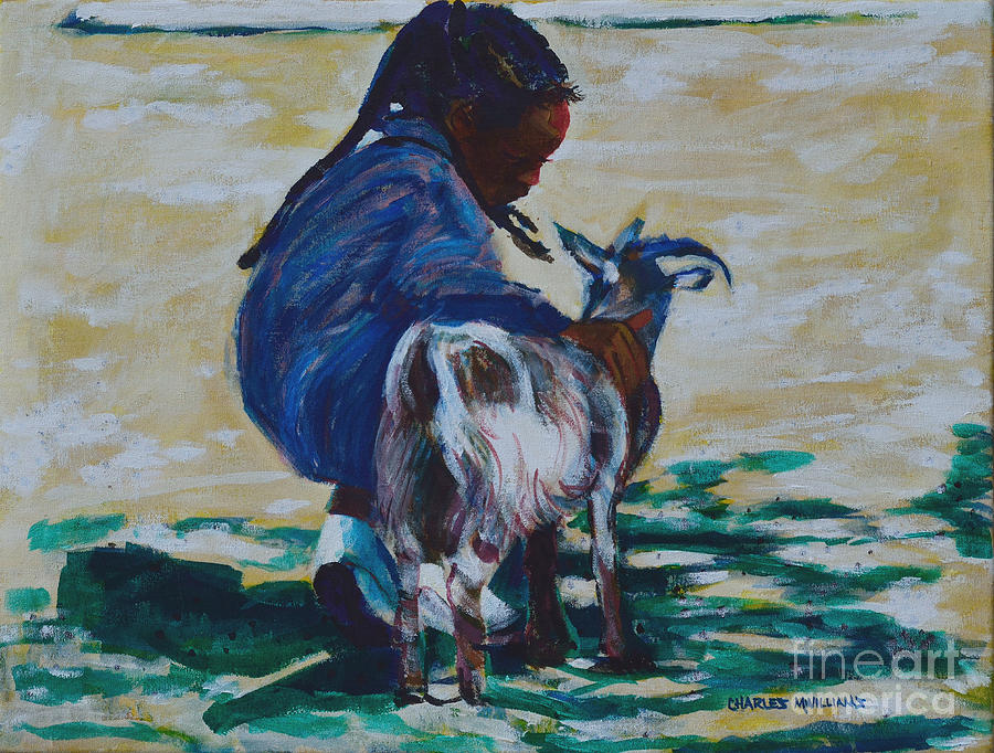 Goat Painting - Petting Zoo by Charles M Williams