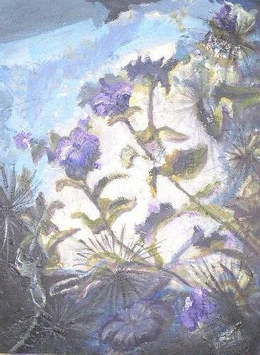Abstract Painting - Petunia Jungle by Catherine Sprague