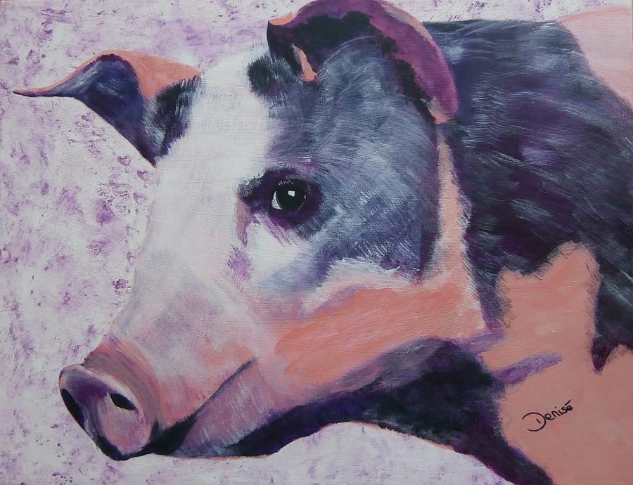 Petunia Pig Painting by Denise Hills