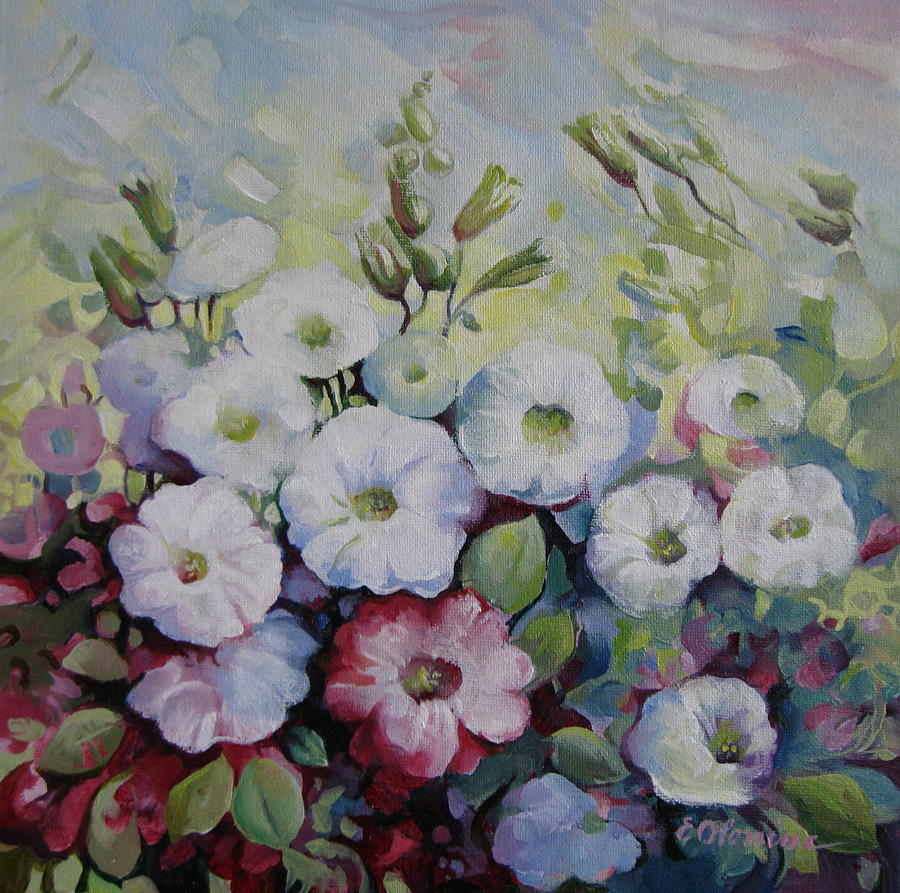 Petunias Painting by Elena Oleniuc