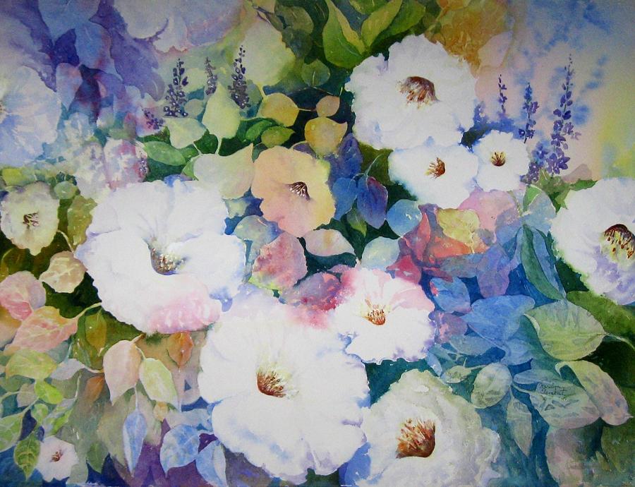 Flower Painting - Petunias in White by Marilyn  Clement
