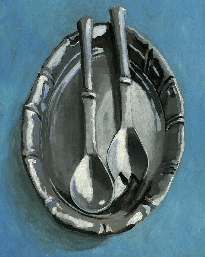 Pewter Dish Painting by Karyn Robinson