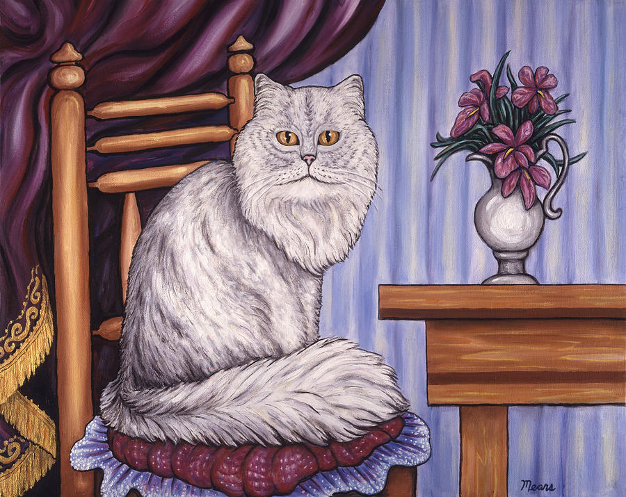 Cat Painting - Pewter the Cat by Linda Mears