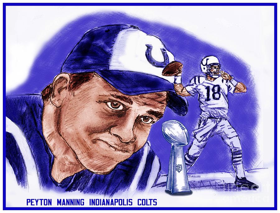 Peyton Manning Drawing by Chris DelVecchio