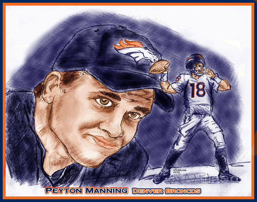 Peyton Manning new start Drawing by Chris DelVecchio