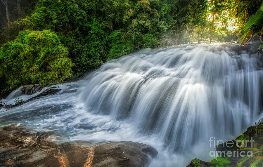 Paradise Photograph - Pha Dokseaw waterfall  by Anek Suwannaphoom