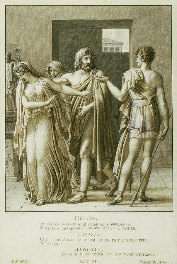 Phaedra Rejecting The Embraces Of Theseus Anne Louis Drawing By Litz