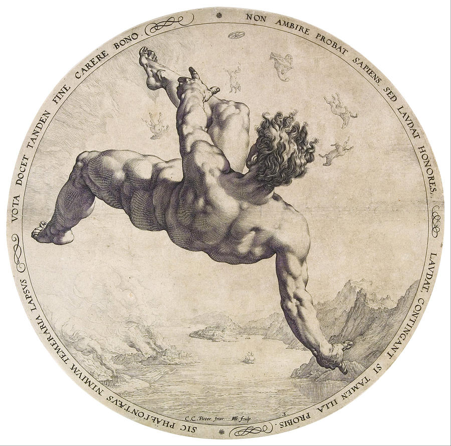 Phaethon from the Four Disgracers series Drawing by Hendrik Goltzius