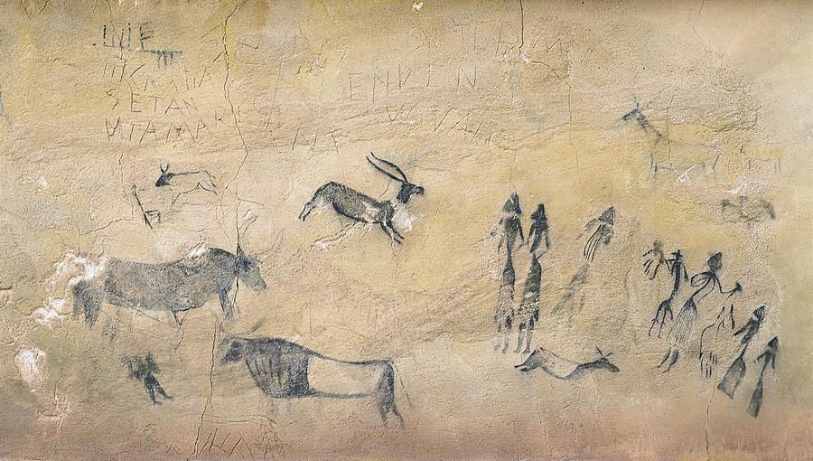 Prehistoric Photograph - Phalic Dance. Mesolithic Art. Cave by Everett