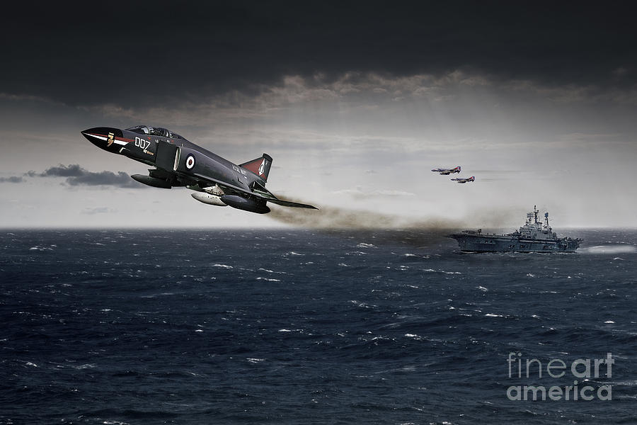 Ark Royal Digital Art - Phantom Launch by Airpower Art