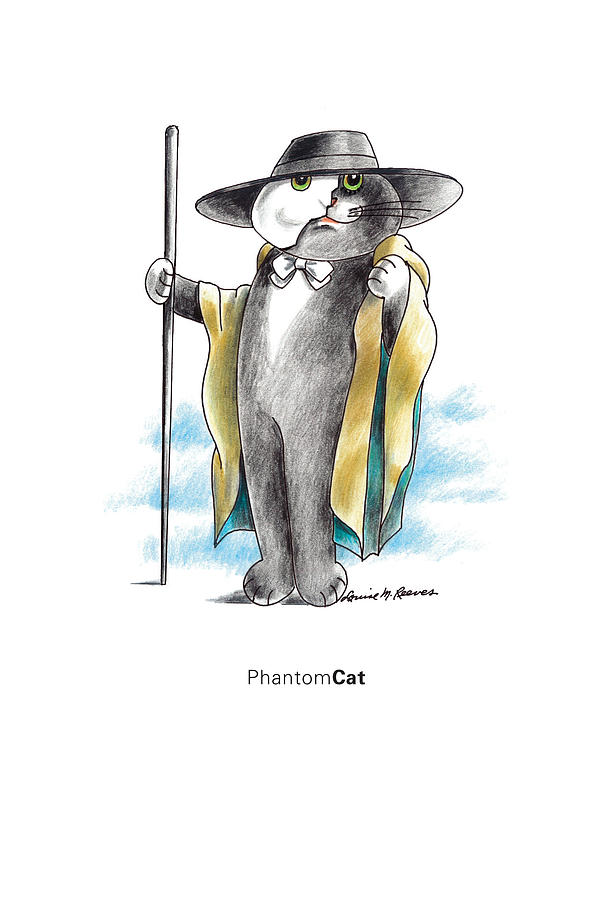 Cat Drawing - PhantomCAT by Louise McClain Reeves