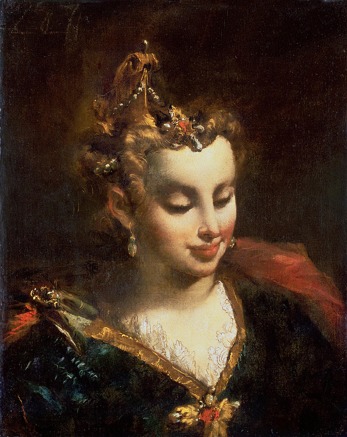 Earring Painting - Pharaohs Daughter, After Palma Il by Giovanni Antonio Guardi