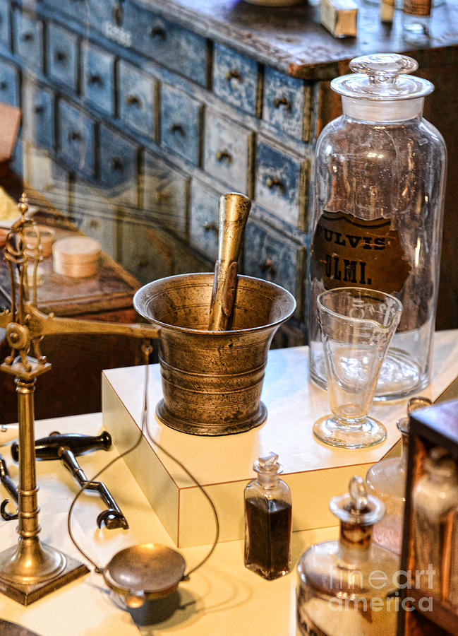 Pharmacist - Brass Mortar and Pestle Photograph by Paul Ward