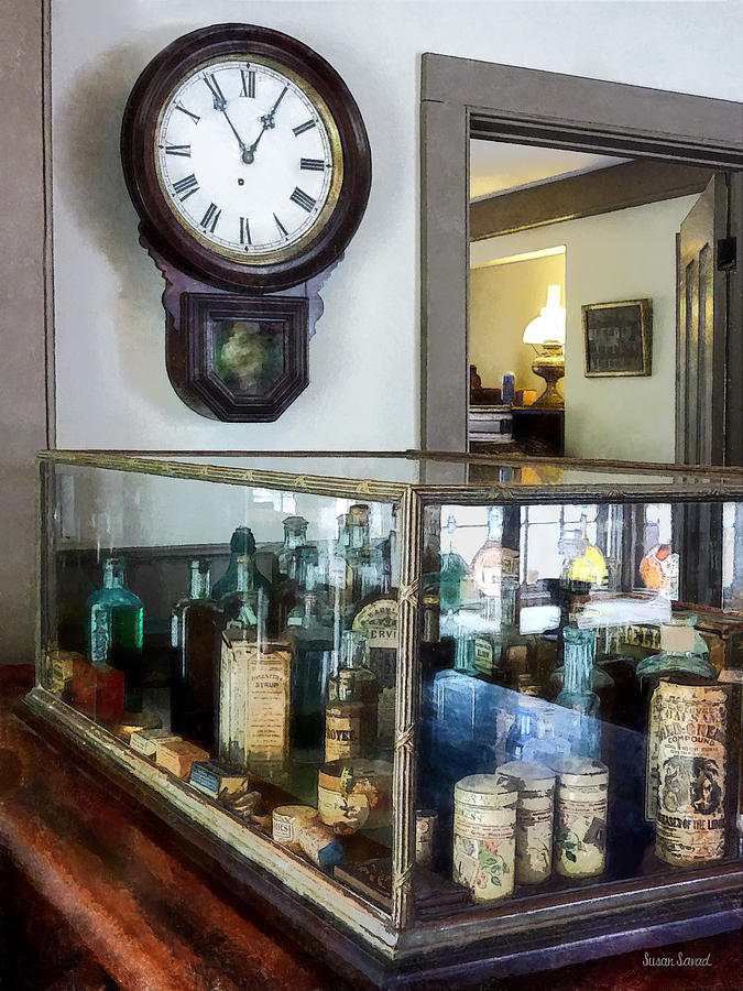 Clock Photograph - Pharmacist - Corner Drug Store by Susan Savad