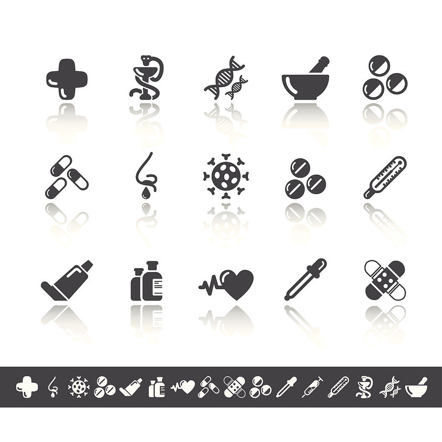 Pharmacy Icons | Simple Grey Drawing by Ragandi