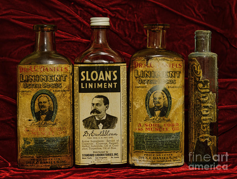 Bottle Photograph - Pharmacy - Liniments for Sore Muscles by Paul Ward