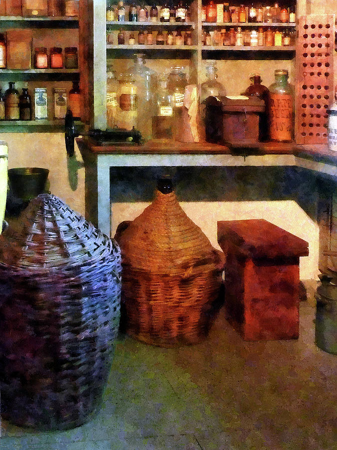 Pharmacy - Medicine Bottles and Baskets Photograph by Susan Savad